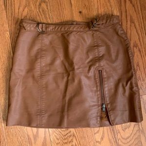 Free People Brown Leather Mini Skirt